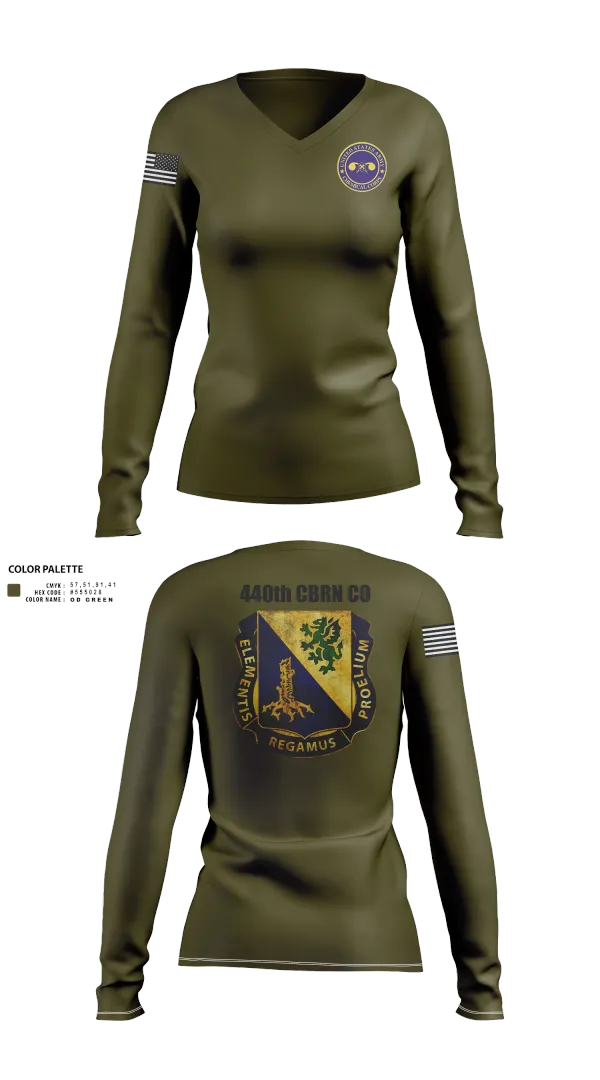 Womens Long Sleeve Vneck Shirt, 440th CBRN CO, , Teamtime, Team time, sublimation, custom sports apparel, team uniforms, spirit wear, spiritwear, sports uniforms, custom shirts, team store, custom team store, fundraiser sports, apparel fundraiser