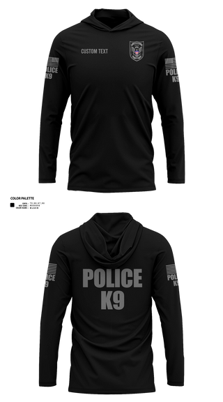 Long Sleeve Performance Shirt with hood, PERRY POLICE DEPARTMENT, Police, Teamtime, Team time, sublimation, custom sports apparel, team uniforms, spirit wear, spiritwear, sports uniforms, custom shirts, team store, custom team store, fundraiser sports, apparel fundraiser