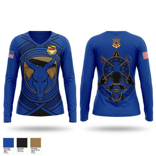 Womens Long Sleeve Vneck Shirt, A Co, 115th BSB, 1CD, Army, Teamtime, Team time, sublimation, custom sports apparel, team uniforms, spirit wear, spiritwear, sports uniforms, custom shirts, team store, custom team store, fundraiser sports, apparel fundraiser