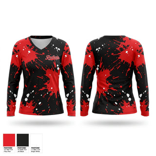 Womens Long Sleeve Vneck Shirt, Redhots, Baseball, Teamtime, Team time, sublimation, custom sports apparel, team uniforms, spirit wear, spiritwear, sports uniforms, custom shirts, team store, custom team store, fundraiser sports, apparel fundraiser