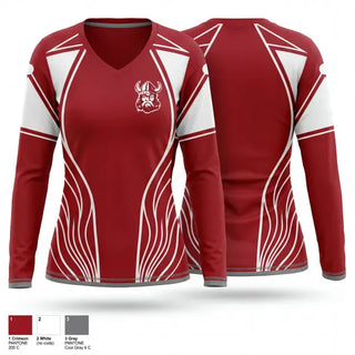Womens Long Sleeve Vneck Shirt, Lowndes High School Track & Field, Track & Field, Teamtime, Team time, sublimation, custom sports apparel, team uniforms, spirit wear, spiritwear, sports uniforms, custom shirts, team store, custom team store, fundraiser sports, apparel fundraiser
