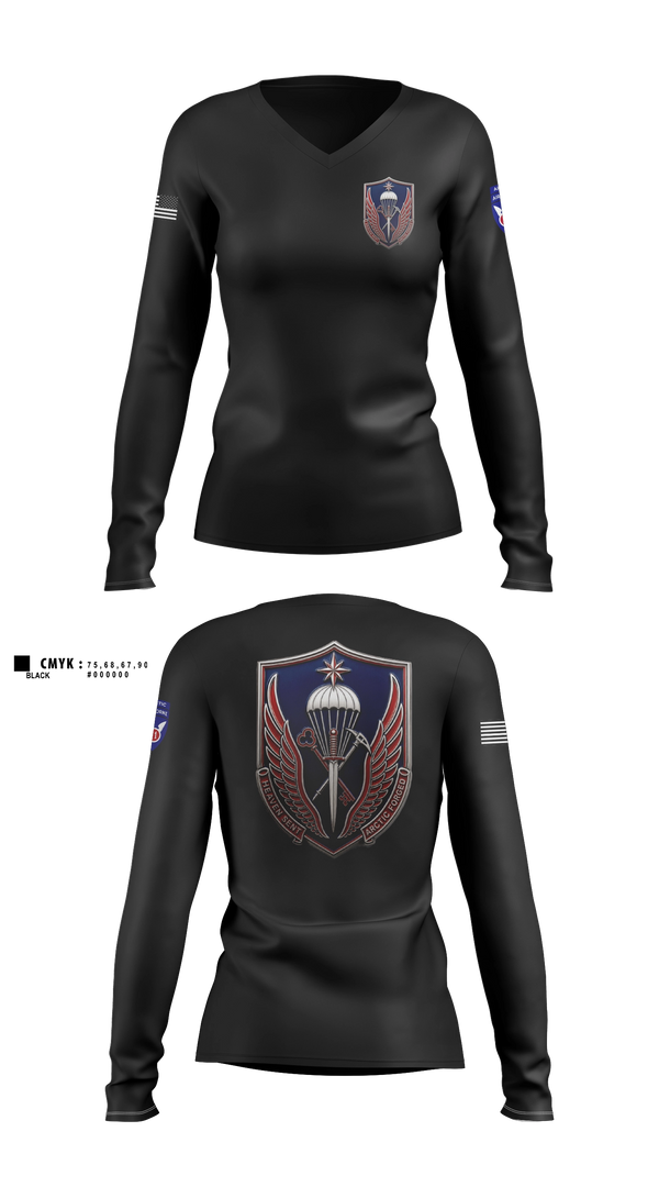 Womens Long Sleeve Vneck Shirt, 11th ADSB, Army, Teamtime, Team time, sublimation, custom sports apparel, team uniforms, spirit wear, spiritwear, sports uniforms, custom shirts, team store, custom team store, fundraiser sports, apparel fundraiser