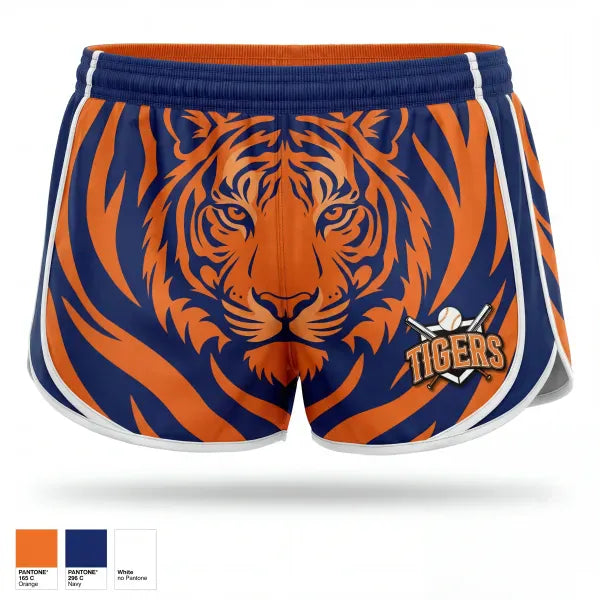 Womens Shorts, Malone Tigers, Baseball, Teamtime, Team time, sublimation, custom sports apparel, team uniforms, spirit wear, spiritwear, sports uniforms, custom shirts, team store, custom team store, fundraiser sports, apparel fundraiser