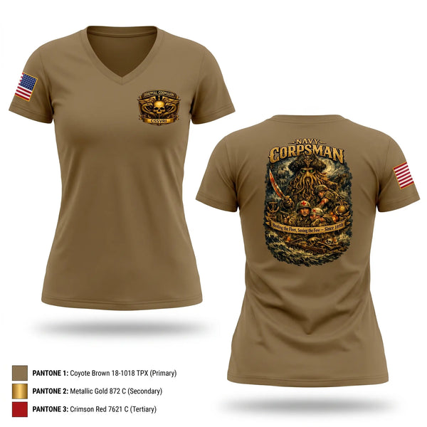 Womens Short Sleeve Vneck Shirt, North County 128th HM Ball, Navy, Teamtime, Team time, sublimation, custom sports apparel, team uniforms, spirit wear, spiritwear, sports uniforms, custom shirts, team store, custom team store, fundraiser sports, apparel fundraiser