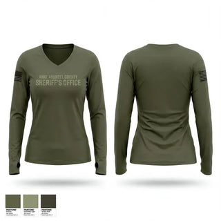 Womens Long Sleeve Vneck Shirt, Anne Arundel County Sheriff’s Office, Police, Teamtime, Team time, sublimation, custom sports apparel, team uniforms, spirit wear, spiritwear, sports uniforms, custom shirts, team store, custom team store, fundraiser sports, apparel fundraiser