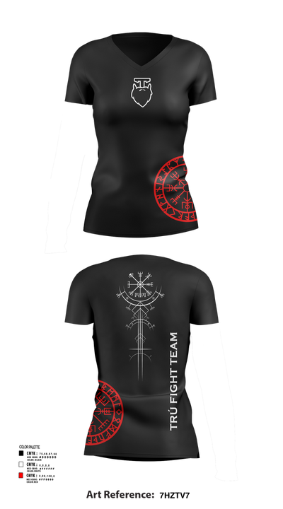 Trú Fight Team 44523191 Women's Short Sleeve V-neck Shirt - 141