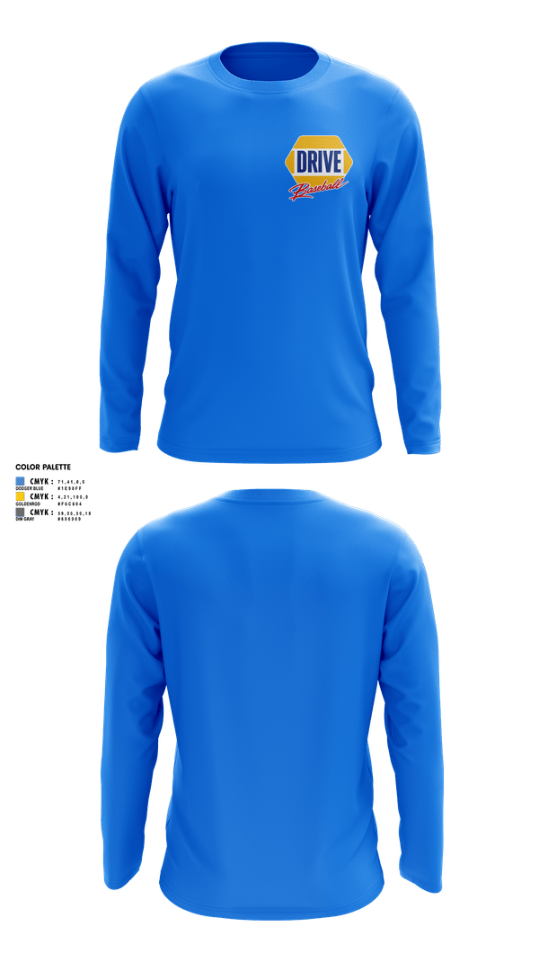 Long Sleeve Performance Shirt, Dawson DRIVE, Baseball, Teamtime, Team time, sublimation, custom sports apparel, team uniforms, spirit wear, spiritwear, sports uniforms, custom shirts, team store, custom team store, fundraiser sports, apparel fundraiser