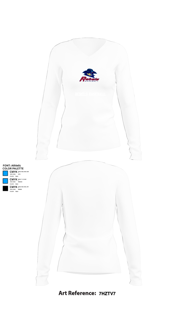 Womens Long Sleeve Vneck Shirt, Rebels Baseball, Baseball, Teamtime, Team time, sublimation, custom sports apparel, team uniforms, spirit wear, spiritwear, sports uniforms, custom shirts, team store, custom team store, fundraiser sports, apparel fundraiser