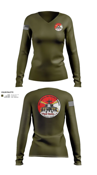 Womens Long Sleeve Vneck Shirt, 7th Squadron, Sixth Cavalry Regiment, , Teamtime, Team time, sublimation, custom sports apparel, team uniforms, spirit wear, spiritwear, sports uniforms, custom shirts, team store, custom team store, fundraiser sports, apparel fundraiser