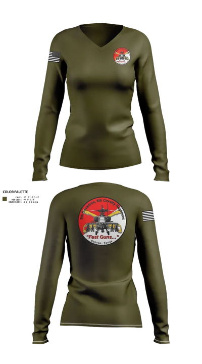 7th Squadron, Sixth Cavalry Regiment 24299123 Women's Long Sleeve V-neck Shirt - 22