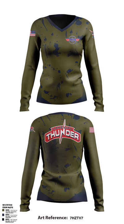 Lake City Thunder 75330803 Women's Long Sleeve V-neck Shirt - 1