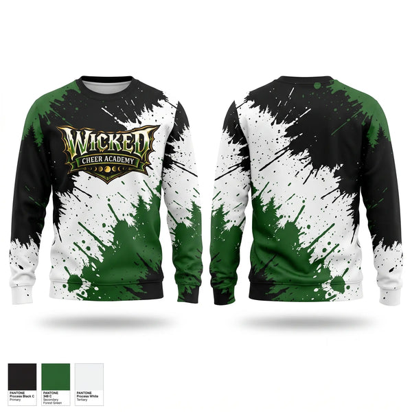 Crew Neck Sweatshirt, Wicked Cheer Academy, Cheer, Teamtime, Team time, sublimation, custom sports apparel, team uniforms, spirit wear, spiritwear, sports uniforms, custom shirts, team store, custom team store, fundraiser sports, apparel fundraiser