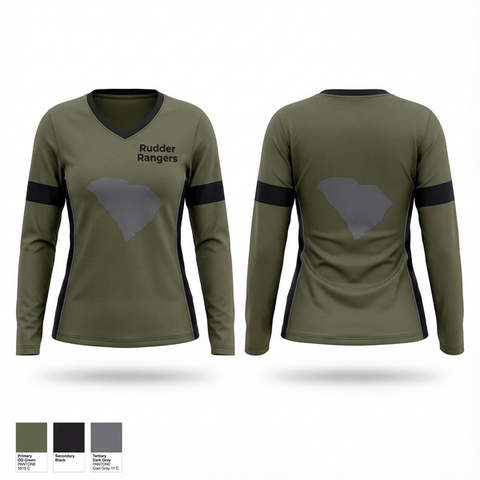 Womens Long Sleeve Vneck Shirt, Rudder rangers, Softball, Teamtime, Team time, sublimation, custom sports apparel, team uniforms, spirit wear, spiritwear, sports uniforms, custom shirts, team store, custom team store, fundraiser sports, apparel fundraiser