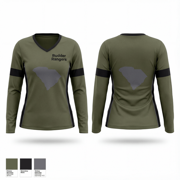 Womens Long Sleeve Vneck Shirt, Rudder rangers, Softball, Teamtime, Team time, sublimation, custom sports apparel, team uniforms, spirit wear, spiritwear, sports uniforms, custom shirts, team store, custom team store, fundraiser sports, apparel fundraiser