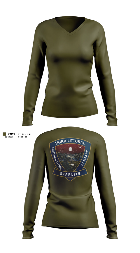Womens Long Sleeve Vneck Shirt, 3d MLR, Communication Company, Marines, Teamtime, Team time, sublimation, custom sports apparel, team uniforms, spirit wear, spiritwear, sports uniforms, custom shirts, team store, custom team store, fundraiser sports, apparel fundraiser