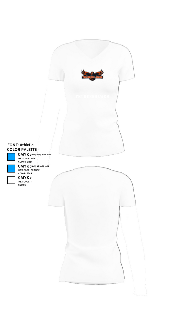 Women's Short Sleeve Vneck Shirt, Thunderhawks, Baseball, Teamtime, Team time, sublimation, custom sports apparel, team uniforms, spirit wear, spiritwear, sports uniforms, custom shirts, team store, custom team store, fundraiser sports, apparel fundraiser