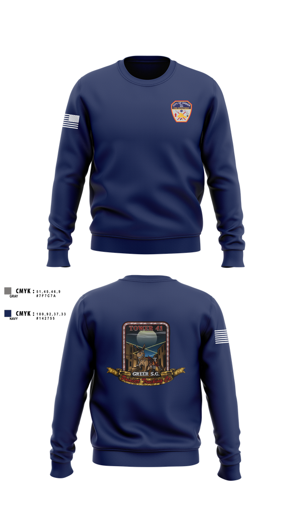 Crew Neck Sweatshirt, City Of Greer FD, Fire Department, Teamtime, Team time, sublimation, custom sports apparel, team uniforms, spirit wear, spiritwear, sports uniforms, custom shirts, team store, custom team store, fundraiser sports, apparel fundraiser