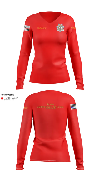 Womens Long Sleeve Vneck Shirt, Stafford County Fire Marshal's Office, Police, Teamtime, Team time, sublimation, custom sports apparel, team uniforms, spirit wear, spiritwear, sports uniforms, custom shirts, team store, custom team store, fundraiser sports, apparel fundraiser