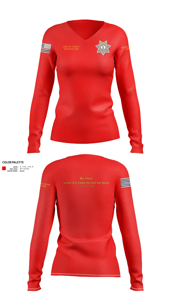Womens Long Sleeve Vneck Shirt, Stafford County Fire Marshal's Office, Police, Teamtime, Team time, sublimation, custom sports apparel, team uniforms, spirit wear, spiritwear, sports uniforms, custom shirts, team store, custom team store, fundraiser sports, apparel fundraiser