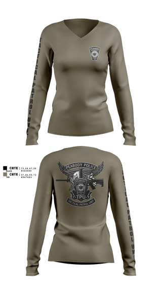 Womens Long Sleeve Vneck Shirt, Tactical Patrol Unit, Police, Teamtime, Team time, sublimation, custom sports apparel, team uniforms, spirit wear, spiritwear, sports uniforms, custom shirts, team store, custom team store, fundraiser sports, apparel fundraiser
