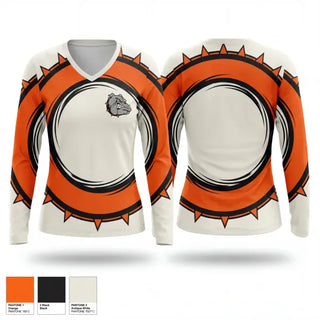 Womens Long Sleeve Vneck Shirt, Martinsburg Bulldogs, Softball, Teamtime, Team time, sublimation, custom sports apparel, team uniforms, spirit wear, spiritwear, sports uniforms, custom shirts, team store, custom team store, fundraiser sports, apparel fundraiser