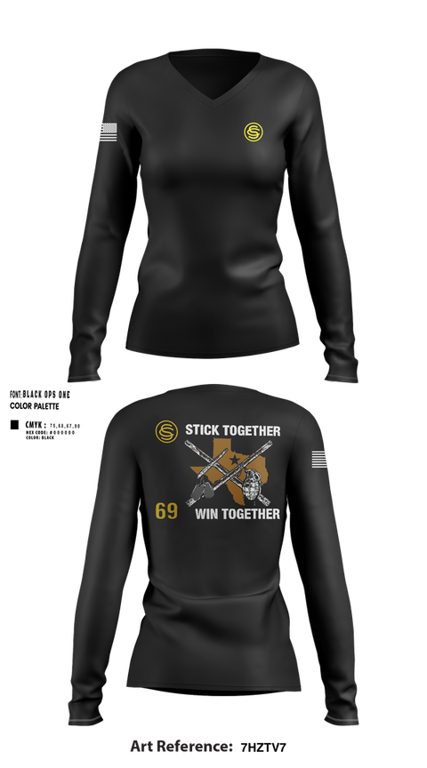 Womens Long Sleeve Vneck Shirt, Texas Officer Candidate Class 69, , Teamtime, Team time, sublimation, custom sports apparel, team uniforms, spirit wear, spiritwear, sports uniforms, custom shirts, team store, custom team store, fundraiser sports, apparel fundraiser