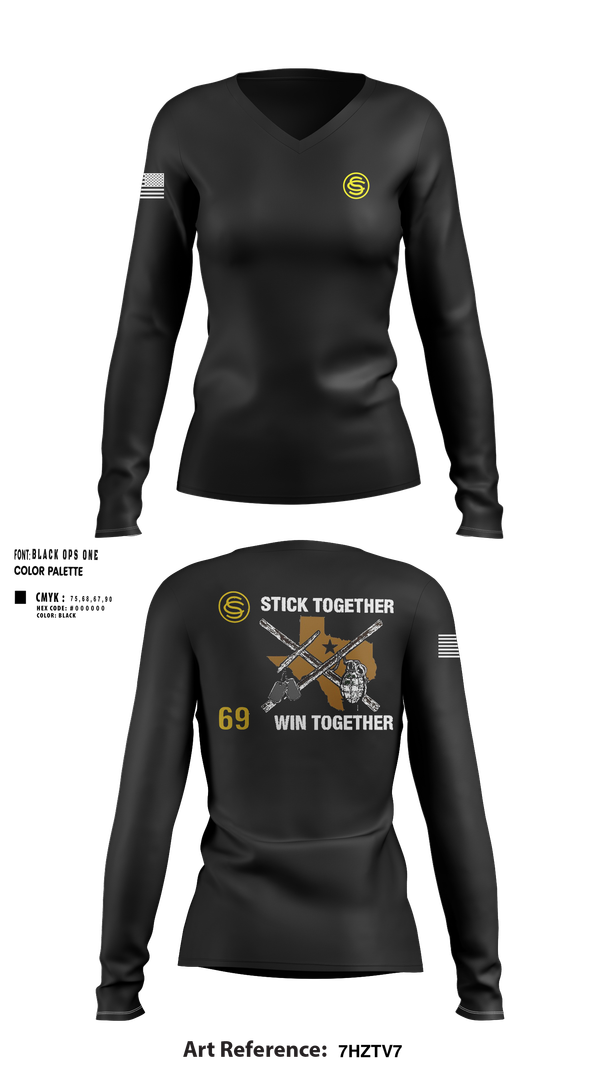 Womens Long Sleeve Vneck Shirt, Texas Officer Candidate Class 69, , Teamtime, Team time, sublimation, custom sports apparel, team uniforms, spirit wear, spiritwear, sports uniforms, custom shirts, team store, custom team store, fundraiser sports, apparel fundraiser