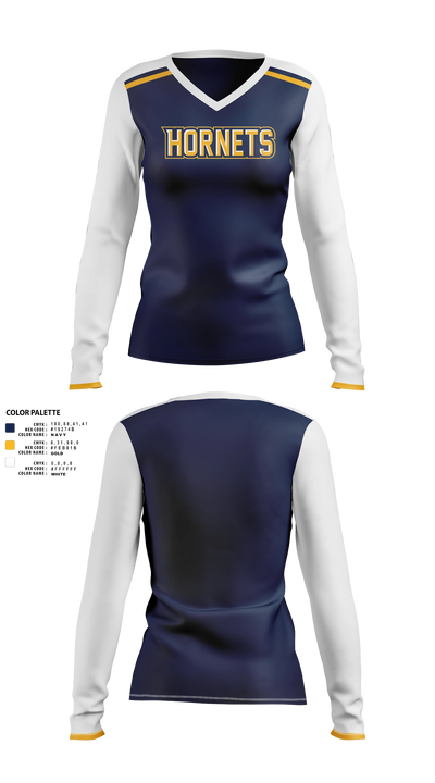 Harpursville Hornets Women's Long Sleeve V-neck Shirt - 21
