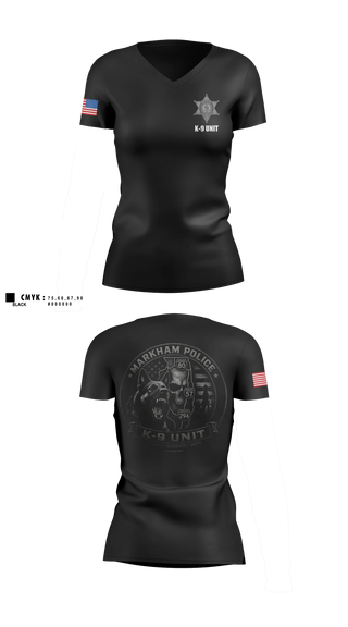 Womens Short Sleeve Vneck Shirt, Markham Police K-9 Unit, Police, Teamtime, Team time, sublimation, custom sports apparel, team uniforms, spirit wear, spiritwear, sports uniforms, custom shirts, team store, custom team store, fundraiser sports, apparel fundraiser