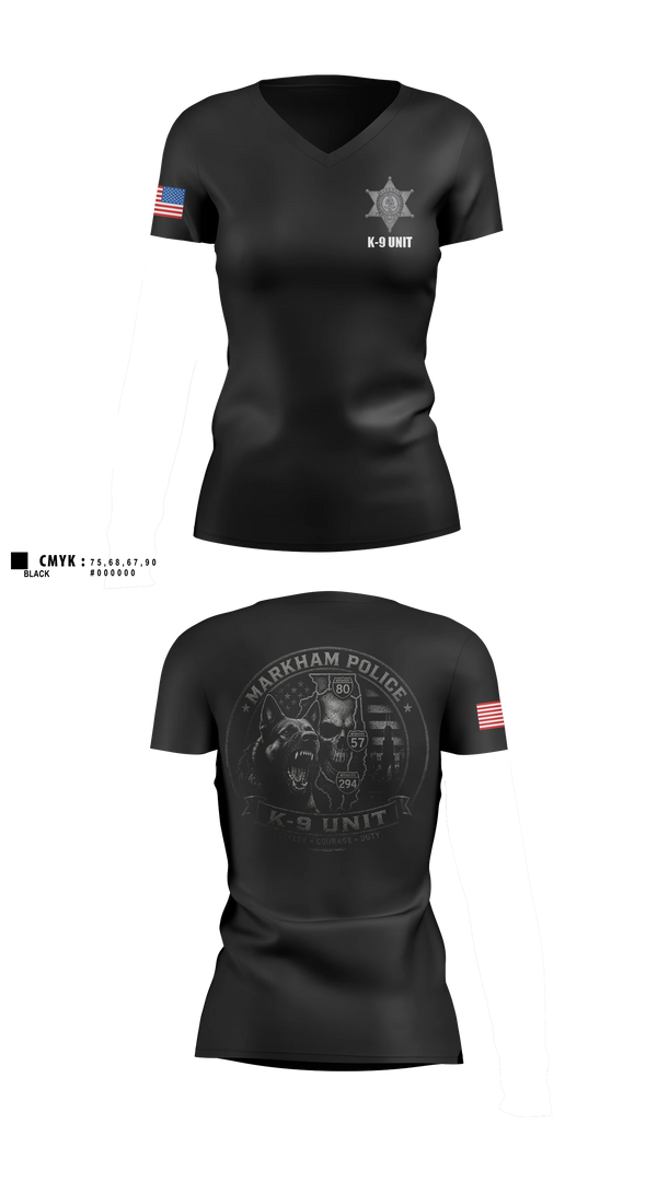 Womens Short Sleeve Vneck Shirt, Markham Police K-9 Unit, Police, Teamtime, Team time, sublimation, custom sports apparel, team uniforms, spirit wear, spiritwear, sports uniforms, custom shirts, team store, custom team store, fundraiser sports, apparel fundraiser