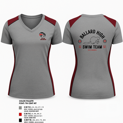 Ballard High School Girls Swim and Dive 84596009 Women's Short Sleeve V-neck Shirt - 1