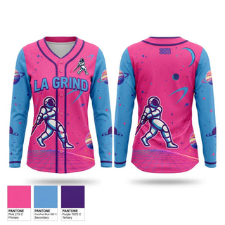 Womens Long Sleeve Vneck Shirt, LA GRiND, Baseball, Teamtime, Team time, sublimation, custom sports apparel, team uniforms, spirit wear, spiritwear, sports uniforms, custom shirts, team store, custom team store, fundraiser sports, apparel fundraiser