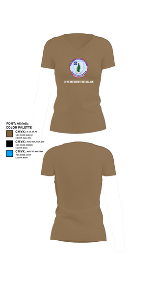 Womens Short Sleeve Vneck Shirt, 2-35 Infantry Batallion, , Teamtime, Team time, sublimation, custom sports apparel, team uniforms, spirit wear, spiritwear, sports uniforms, custom shirts, team store, custom team store, fundraiser sports, apparel fundraiser