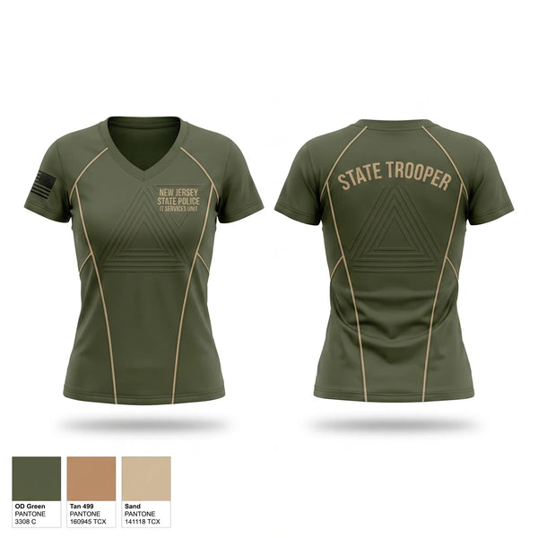 Womens Short Sleeve Vneck Shirt, New Jersey State Police - IT Services Unit, Police, Teamtime, Team time, sublimation, custom sports apparel, team uniforms, spirit wear, spiritwear, sports uniforms, custom shirts, team store, custom team store, fundraiser sports, apparel fundraiser