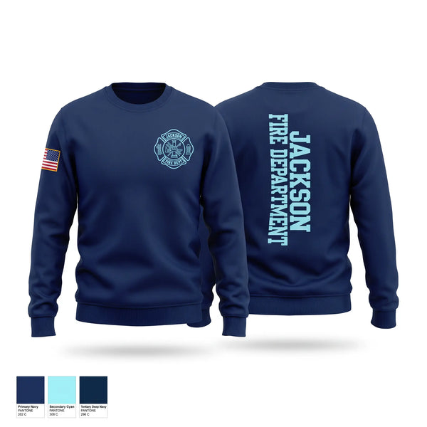 Crew Neck Sweatshirt, Jackson Fire Department, Fire Department, Teamtime, Team time, sublimation, custom sports apparel, team uniforms, spirit wear, spiritwear, sports uniforms, custom shirts, team store, custom team store, fundraiser sports, apparel fundraiser
