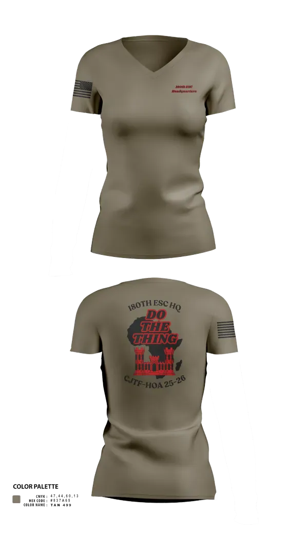Womens Short Sleeve Vneck Shirt, 180th ESC, Army, Teamtime, Team time, sublimation, custom sports apparel, team uniforms, spirit wear, spiritwear, sports uniforms, custom shirts, team store, custom team store, fundraiser sports, apparel fundraiser