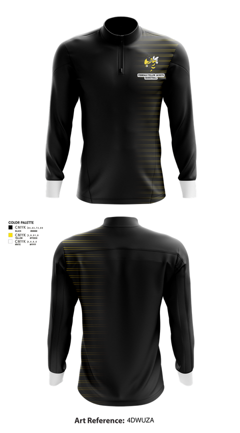 Quarter Zip Jacket, Ferndale Yellow Jackets, Men's Basketball, Teamtime, Team time, sublimation, custom sports apparel, team uniforms, spirit wear, spiritwear, sports uniforms, custom shirts, team store, custom team store, fundraiser sports, apparel fundraiser