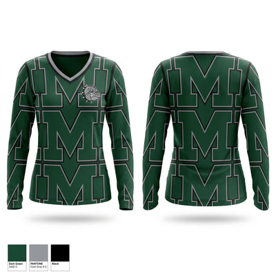 Monrovia Bulldogs Women's Long Sleeve V-neck Shirt - 1