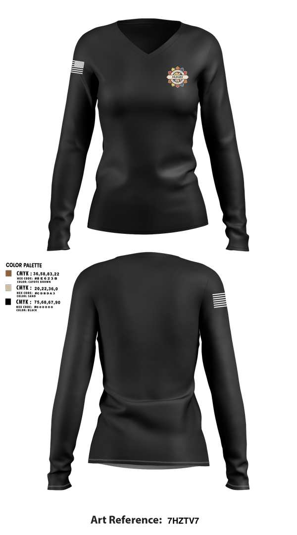 Womens Long Sleeve Vneck Shirt, A co 1/109, National Guard, Teamtime, Team time, sublimation, custom sports apparel, team uniforms, spirit wear, spiritwear, sports uniforms, custom shirts, team store, custom team store, fundraiser sports, apparel fundraiser