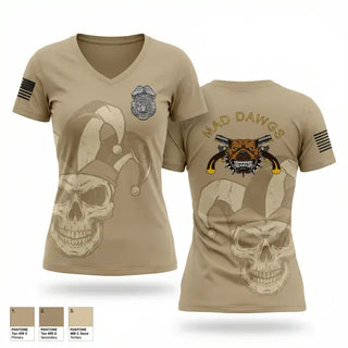 Womens Short Sleeve Vneck Shirt, MADDAWGS 557 MP CO, Army, Teamtime, Team time, sublimation, custom sports apparel, team uniforms, spirit wear, spiritwear, sports uniforms, custom shirts, team store, custom team store, fundraiser sports, apparel fundraiser