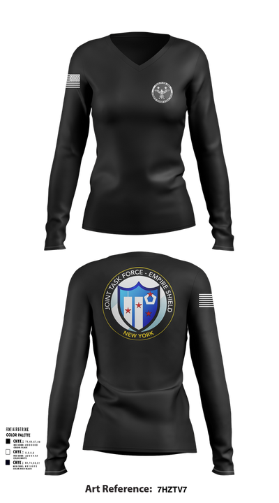 Empire Shield 55309302 Women's Long Sleeve V-neck Shirt - 102