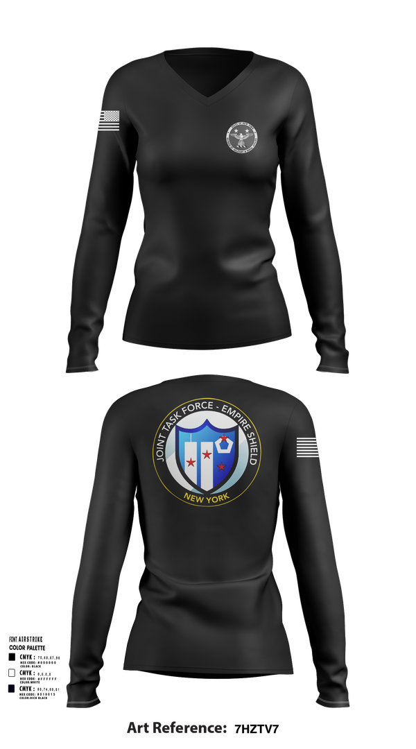 Womens Long Sleeve Vneck Shirt, Empire Shield, , Teamtime, Team time, sublimation, custom sports apparel, team uniforms, spirit wear, spiritwear, sports uniforms, custom shirts, team store, custom team store, fundraiser sports, apparel fundraiser