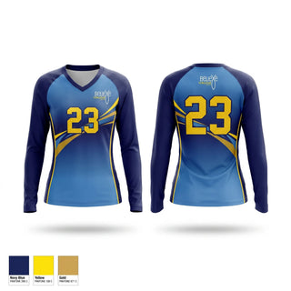 Womens Long Sleeve Vneck Shirt, Believe Volleyball Club, Women's Volleyball, Teamtime, Team time, sublimation, custom sports apparel, team uniforms, spirit wear, spiritwear, sports uniforms, custom shirts, team store, custom team store, fundraiser sports, apparel fundraiser