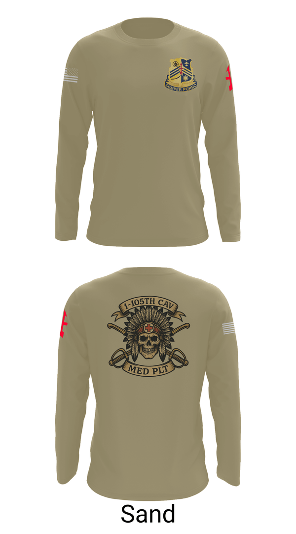 Long Sleeve Performance Shirt, 1-105th cavalry, Army, Teamtime, Team time, sublimation, custom sports apparel, team uniforms, spirit wear, spiritwear, sports uniforms, custom shirts, team store, custom team store, fundraiser sports, apparel fundraiser