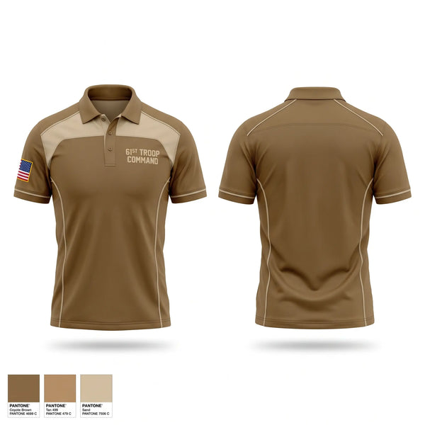 Short Sleeve Performance Polo, 61st Troop Command, National Guard, Teamtime, Team time, sublimation, custom sports apparel, team uniforms, spirit wear, spiritwear, sports uniforms, custom shirts, team store, custom team store, fundraiser sports, apparel fundraiser