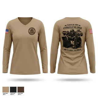Womens Long Sleeve Vneck Shirt, 91B ALC, Army, Teamtime, Team time, sublimation, custom sports apparel, team uniforms, spirit wear, spiritwear, sports uniforms, custom shirts, team store, custom team store, fundraiser sports, apparel fundraiser