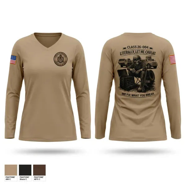 Womens Long Sleeve Vneck Shirt, 91B ALC, Army, Teamtime, Team time, sublimation, custom sports apparel, team uniforms, spirit wear, spiritwear, sports uniforms, custom shirts, team store, custom team store, fundraiser sports, apparel fundraiser