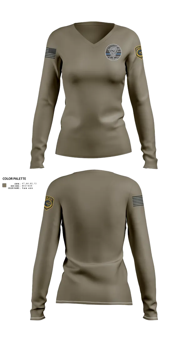 Womens Long Sleeve Vneck Shirt, Robstown Police Department, Police, Teamtime, Team time, sublimation, custom sports apparel, team uniforms, spirit wear, spiritwear, sports uniforms, custom shirts, team store, custom team store, fundraiser sports, apparel fundraiser
