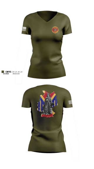 Womens Short Sleeve Vneck Shirt, 10th AAMDC, Army, Teamtime, Team time, sublimation, custom sports apparel, team uniforms, spirit wear, spiritwear, sports uniforms, custom shirts, team store, custom team store, fundraiser sports, apparel fundraiser
