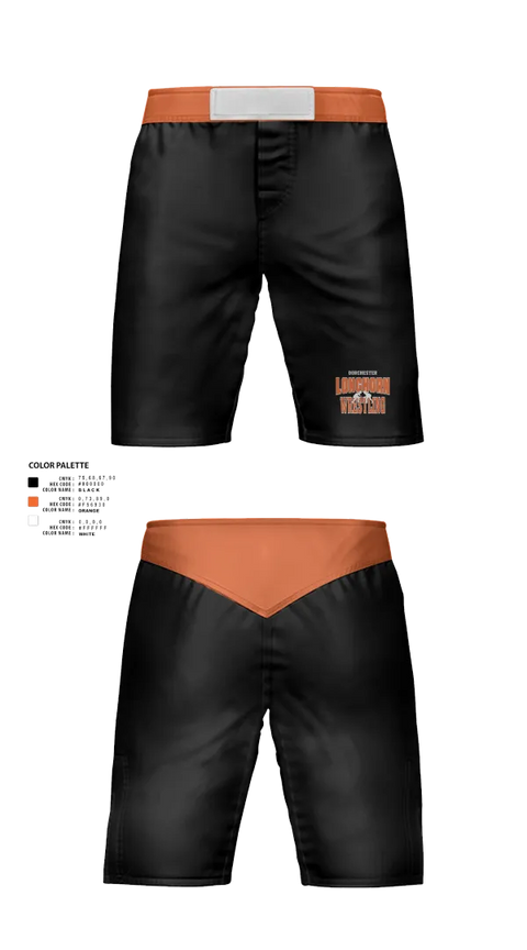 Fight Shorts, Dorchester Longhorn Wrestling, Wrestling, Teamtime, Team time, sublimation, custom sports apparel, team uniforms, spirit wear, spiritwear, sports uniforms, custom shirts, team store, custom team store, fundraiser sports, apparel fundraiser